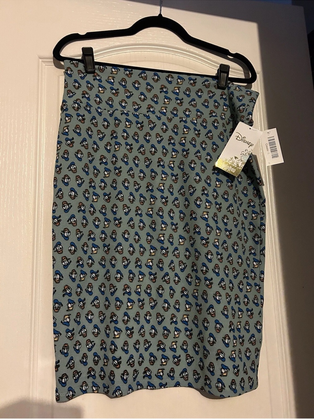 LuLaRoe Cassie Blue Donald Duck Print Pencil Skirt Large